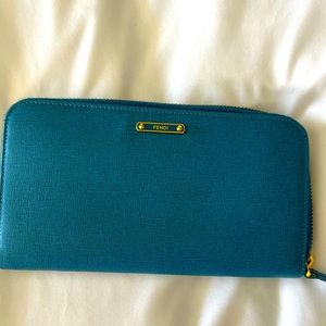 Authentic Fendi Blue Leather Wallet. In excellent condition. Beautiful color!